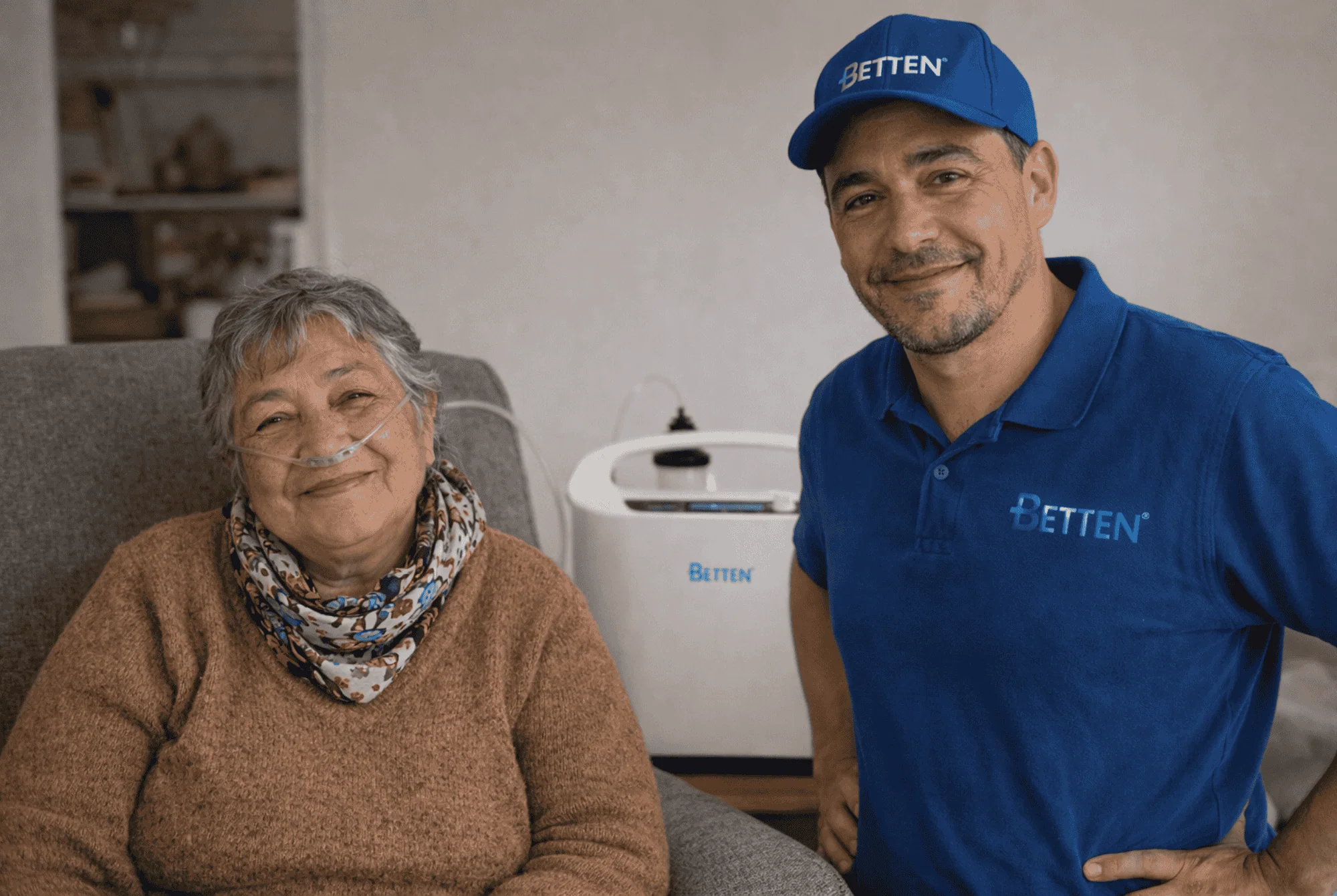Concentrador de oxígeno Betten en uso