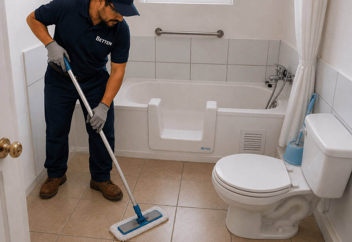 Limpieza del baño y retiro de escombros